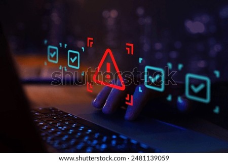 warning alert of error or security breach, something is wrong, compliance problem detected