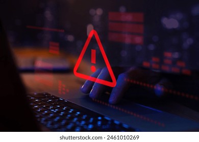 Warning alert of hacker attack, system error or security breach on computer - Powered by Shutterstock