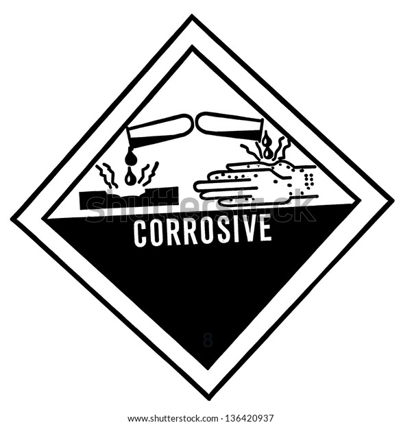 Warning Label Corrosive Destroys Living Tissue Stock Photo (edit Now 