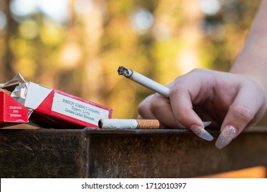 Warning Label Red Cigarette Pack Female Stock Photo Edit Now