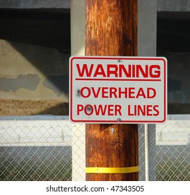 Warning Overhead Power Lines Sign