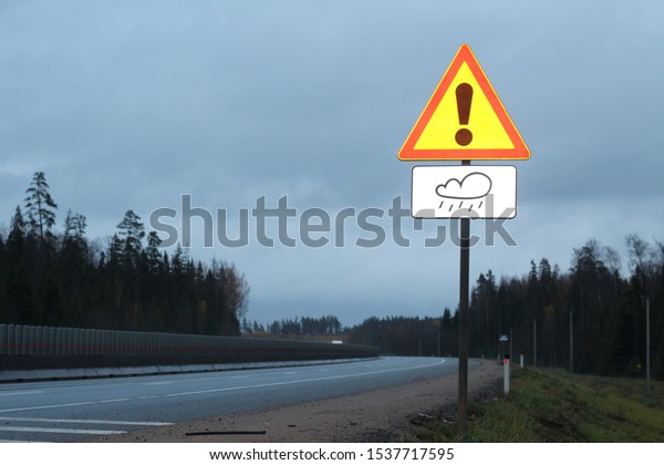 Warning road sign 