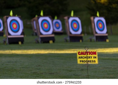 Warning Sign At Archery Range