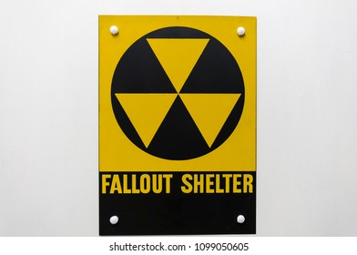 Warning Sign At A Nuclear Fallout Shelter