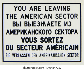 Warning sign plate, You are leaving the American sector 
