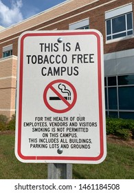 A Warning Sign Showing This Is A Tobacco Free Campus