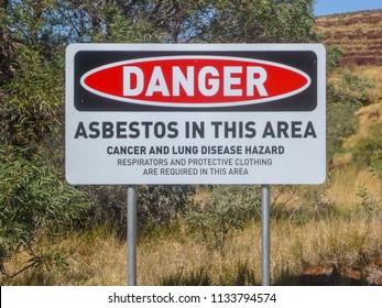 Warning Sign, Wittenoom Gorge, Australia. Abandoned when the government ordered it closed due to the high levels of deadly asbestos dust in the atmosphere from the nearby blue asbestos mine.