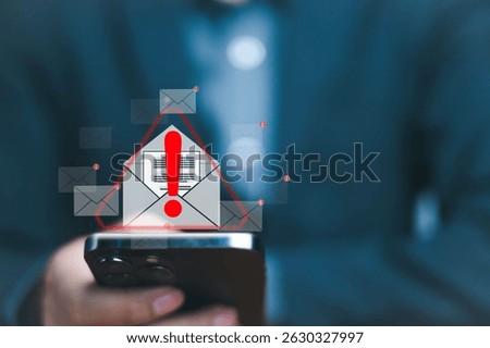 Warnings exclamation mark alerts in computer systems to be aware of the dangers and risks of cyberattacks on the Internet. Malicious software to secure online logins on websites