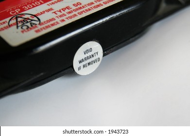 Warranty Warning Label On A Tehnical Product