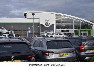 Warrington, Cheshire UK - August 29 2022: Lightcliffe ŠKODA Warrington, Car Dealer And MOT.