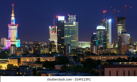 Warsaw City Center At Night