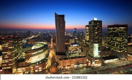 Warsaw City Center At Sunset