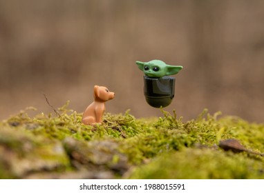 Warsaw, May 2021 - Lego Star Wars Minifigure Grogu And The Pet