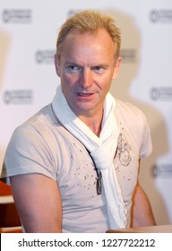 Warsaw, Mazovia / Poland - 2005/09/24: Sting - Gordon Sumner, British Singer, Musician, Composer And Vocalist - Leader Of The Police Music Band In A Press Meeting