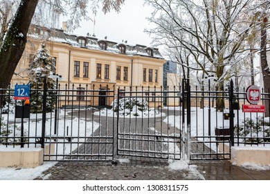 Warsaw, Mazowieckie / Poland 12.02.2016: Building Of Constitutional Tribunal At Szucha Street. Constitutional Court Of The Republic Of Poland And Judicial Body.