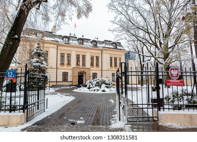 Warsaw, Mazowieckie / Poland 12.02.2016: Building Of Constitutional Tribunal At Szucha Street. Constitutional Court Of The Republic Of Poland And Judicial Body.