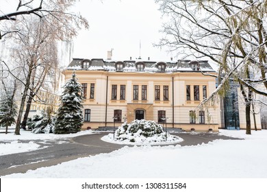 Warsaw, Mazowieckie / Poland 12.02.2016: Building Of Constitutional Tribunal At Szucha Street. Constitutional Court Of The Republic Of Poland And Judicial Body.