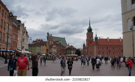 Warsaw  Poland 07 16 2019: Daily Life In The Streets Of Warsaw