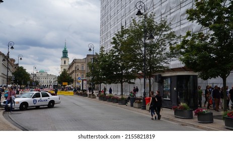 Warsaw  Poland 07 16 2019: Daily Life In The Streets Of Warsaw