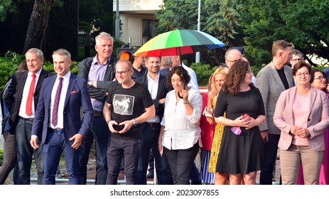 Warsaw, Poland. 10 August 2021. Protest To Support Free Media In Poland. Leaders Of The Polish Social Democratic Party.