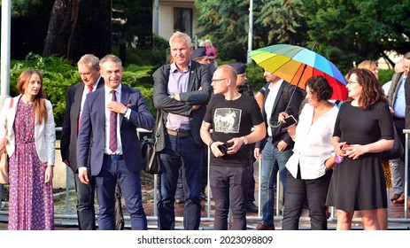 Warsaw, Poland. 10 August 2021. Protest To Support Free Media In Poland. Leaders Of The Polish Social Democratic Party.