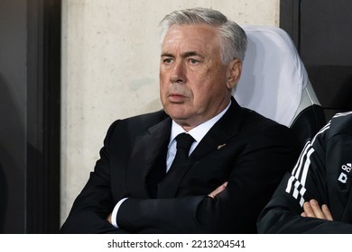 WARSAW, POLAND - 11 OCTOBER, 2022: UEFA Champions League Match, FC Shakhtar Donetsk - Real Madrid 1:1, O.p: Carlo Ancelotti Coach Of Real Madrid