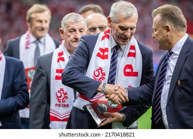 WARSAW, POLAND - 14 JUNE, 2022: UEFA Nations League, Poland VS Belgium 0:1, o.p: Pawel Janas and Cezary Kulesza (president of Polish Football Association)