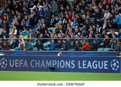 WARSAW, POLAND - 14 SEPTEMBER, 2022: UEFA Champions League Match, FC Shakhtar Donetsk - Celtic FC 1:1, O.p: Official Banner Of UEFA Champions League