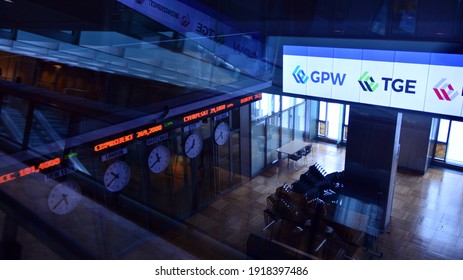 Warsaw, Poland. `15 February 2021. Interior Of The Warsaw Stock Exchange Building.