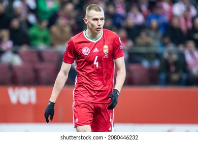 WARSAW, POLAND - 15 NOVEMBER, 2021: FIFA World Cup Qatar 2022 Qualifiers Match, Poland Vs Hungary 1:2, O.p: Attila Szalai Of Hungary