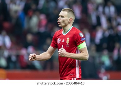 WARSAW, POLAND - 15 NOVEMBER, 2021: FIFA World Cup Qatar 2022 Qualifiers Match, Poland Vs Hungary 1:2, O.p: Attila Szalai Of Hungary