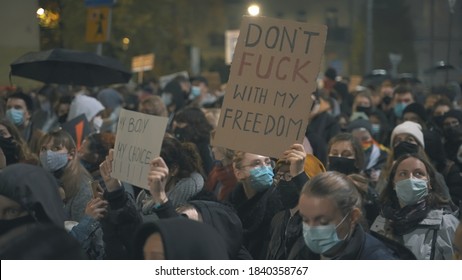 Warsaw, Poland 23.10.2020 - Protest Against Poland's Abortion Laws. High Quality Photo