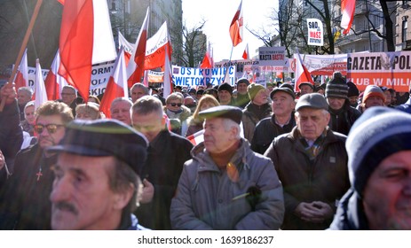 Warsaw, Poland. 8 January 2020. A Pro-government Demonstration In Support Of Judicial Reform. Demonstration Organized By The Circles Of 