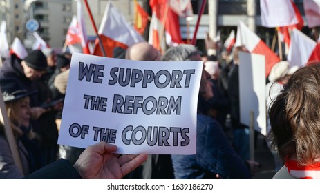 Warsaw, Poland. 8 January 2020. A Pro-government Demonstration In Support Of Judicial Reform. Demonstration Organized By The Circles Of 