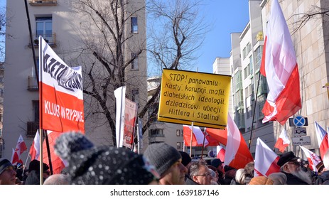 Warsaw, Poland. 8 January 2020. A Pro-government Demonstration In Support Of Judicial Reform. Demonstration Organized By The Circles Of 