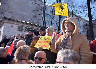 Warsaw, Poland. 8 January 2020. A Pro-government Demonstration In Support Of Judicial Reform. Demonstration Organized By The Circles Of 