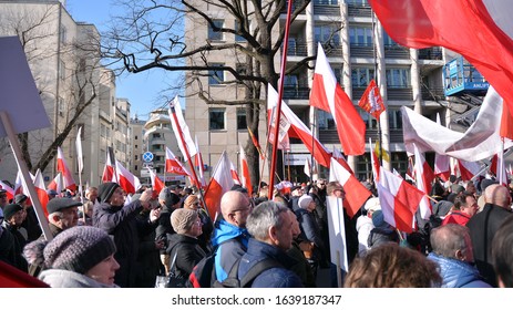 Warsaw, Poland. 8 January 2020. A Pro-government Demonstration In Support Of Judicial Reform. Demonstration Organized By The Circles Of 