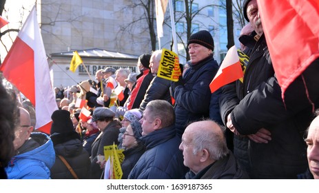 Warsaw, Poland. 8 January 2020. A Pro-government Demonstration In Support Of Judicial Reform. Demonstration Organized By The Circles Of 