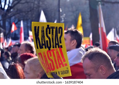 Warsaw, Poland. 8 January 2020. A Pro-government Demonstration In Support Of Judicial Reform. Demonstration Organized By The Circles Of 