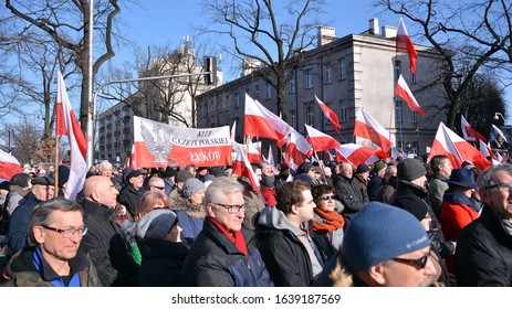 Warsaw, Poland. 8 January 2020. A Pro-government Demonstration In Support Of Judicial Reform. Demonstration Organized By The Circles Of 