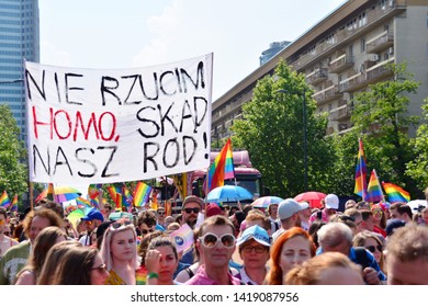 Warsaw, Poland. 8 June 2019. Warsaw's Equality Parade.The Largest Gay Pride Parade In Central And Eastern Europe Brought Thousands Of People To The Streets Of Warsaw.