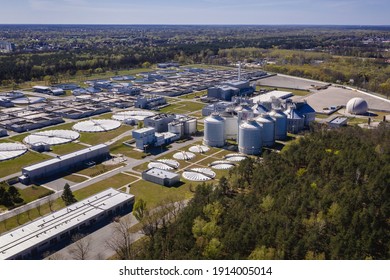 Warsaw, Poland - April 23, 2020: Drone Aerial View Of Sewage Treatment Plant Czajka In Warsaw