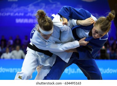 WARSAW, POLAND â?? APRIL 23: European Judo Championships Warsaw 2017, Woman Bronze Medal Fights