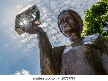 WARSAW, POLAND - AUGUST 1, 2015. Monument Of Polish Physicist And Chemist, First Woman To Win A Nobel Prize - Marie Sklodowska Curie In Warsaw