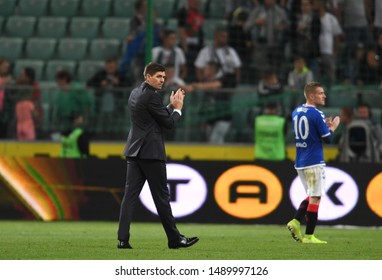 Warsaw, Poland, August 22, 2019: UEFA Europa League Qualification Round Legia Warszawa - Glasgow Rangers FC: Steven Gerrard Coach (Rangers FC) 