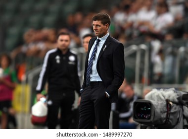 Warsaw, Poland, August 22, 2019: UEFA Europa League Qualification Round Legia Warszawa - Glasgow Rangers FC: Steven Gerrard Coach (Rangers FC) 