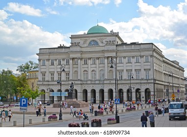 WARSAW, POLAND - AUGUST 23, 2014: Building Of The Polish Academy Of Sciences (Stashits's Palace)