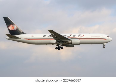 Warsaw, Poland - Feb 14, 2016 - Cargojet Airways, Boeing 767-328(ER)(BDSF), C-FMIJ