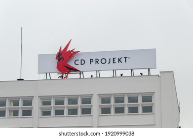 Warsaw, Poland - February 15, 2021: CD Projekt Company Signboard.