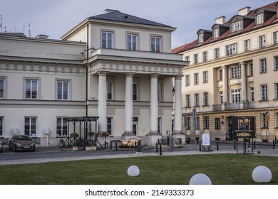 Warsaw, Poland - January 12, 2021: Wing Of Bellotto Hotel, Former Primates Palace In Warsaw City